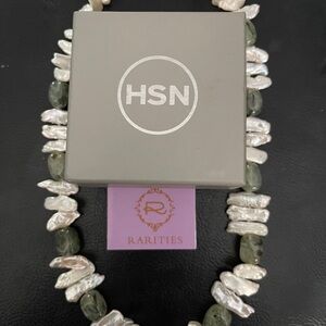 White and Green Pearl Necklace